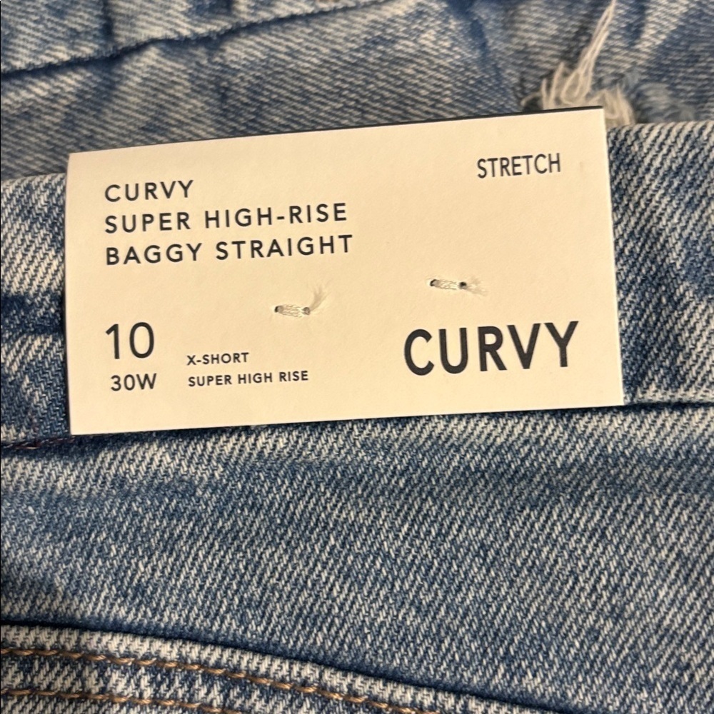 NWT ✨ American Eagle Outfitters Ripped Blue curvy Boyfriend Jeans- size 10 - Picture 4 of 6